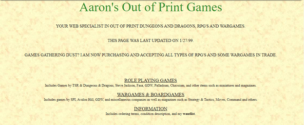 Aaron's Out of Print Games