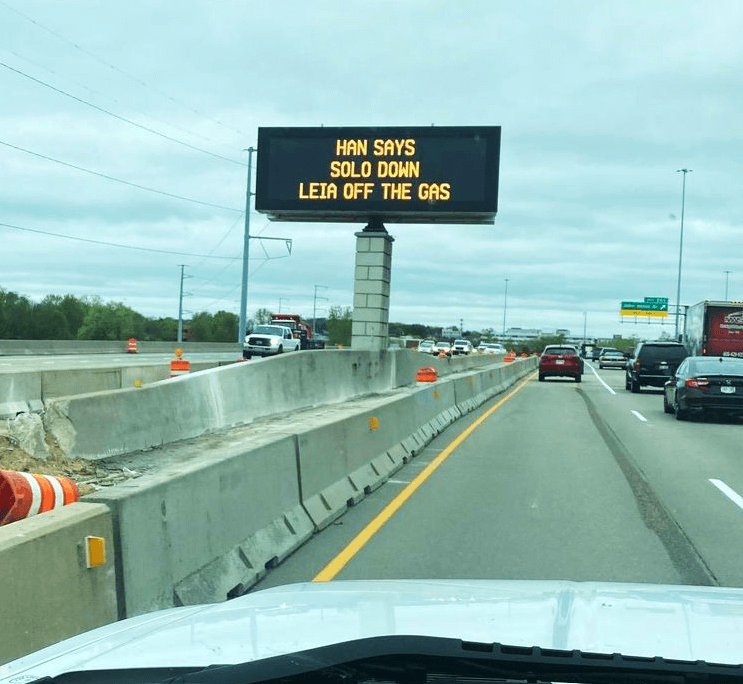 star wars sign on the highway