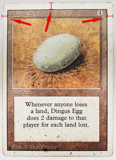 magic the gathering card damage border centered centering grading