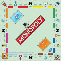 The board of a Monopoly game