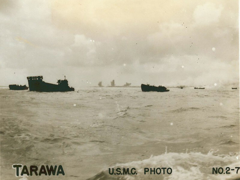 troop transports sailing to tarawa