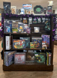 halloween themed Games store display