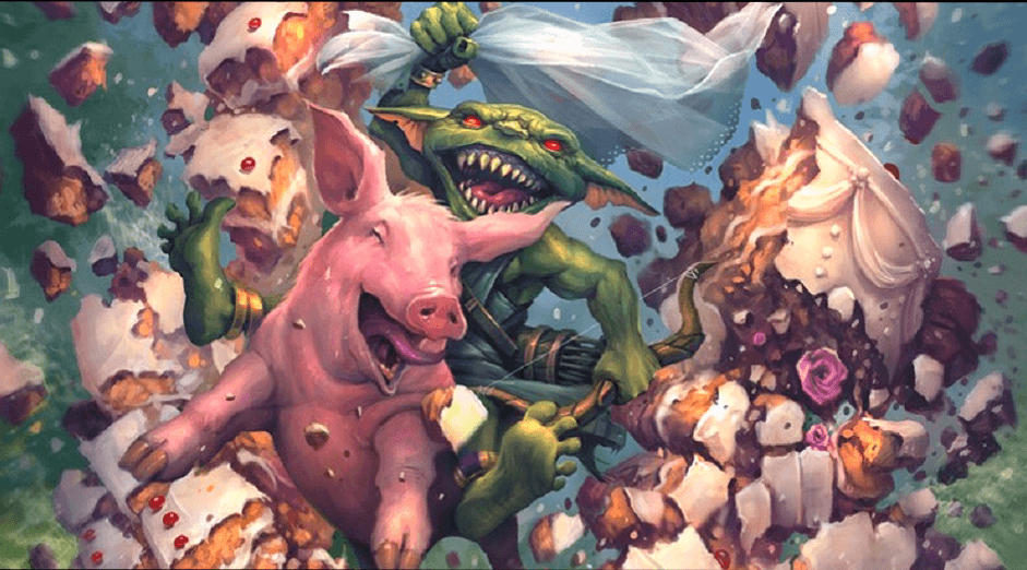 pathfinder goblin riding a pig, from the Paizo Free RPG Day module "We b4 Goblins"