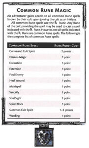 runequest rpg primer common rune magic table