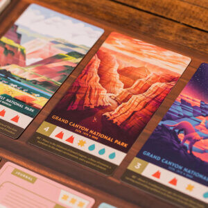 national park art on game cards from parks board game by keymaster games