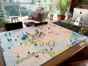 wargame set up on a wooden table