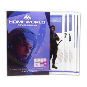 quickstart booklet and character sheets for modiphius games' homeworld revelations rpg