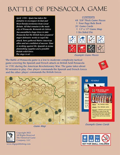 battle of pensacola historical war games from the historical game company back cover