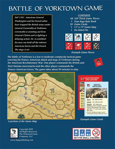 battle of yorktown historical war games from the historical game company back cover