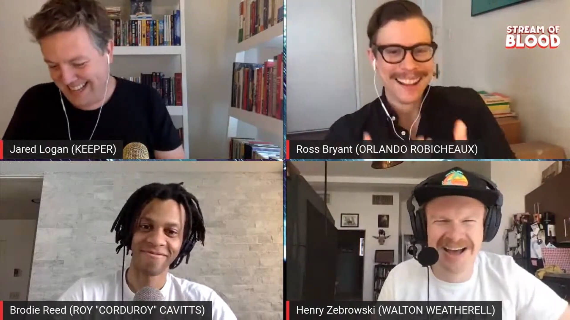 henry zebrowski on the stream of blood live-stream with jared logan, ross bryant, and brodie reed