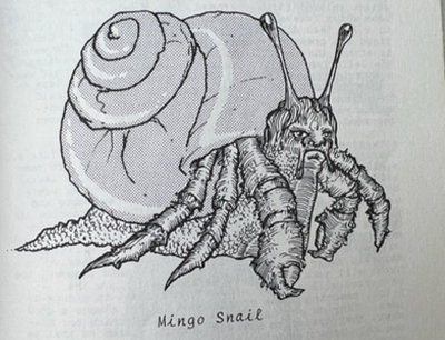 Illustration of a snail with a human face.