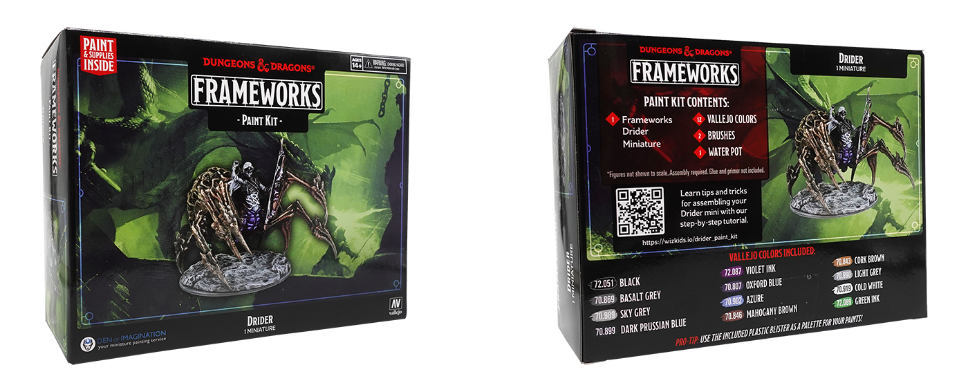 Wizkids Frameworks paint kit for the Drider miniature