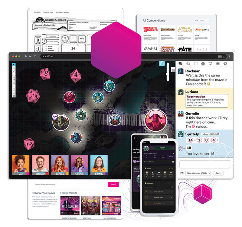 The Roll20 virtual tabletop interface