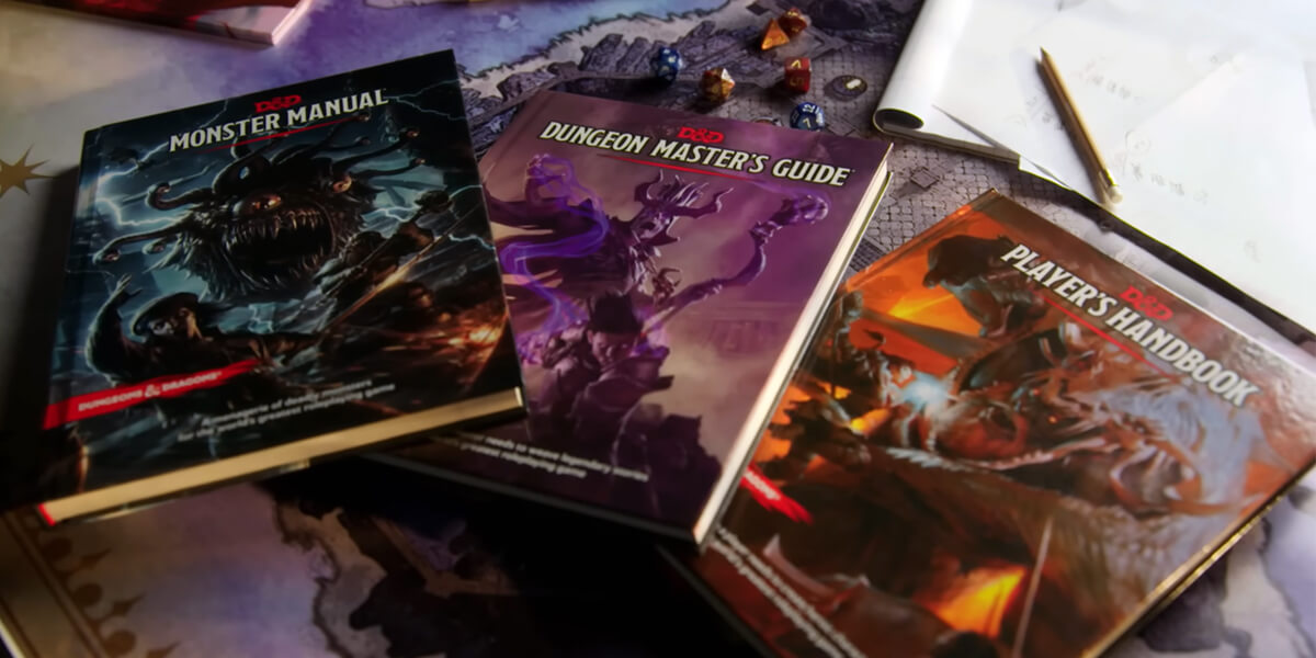 d&d monster manual, dungeon master's guide, and player's handbook