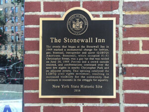 The Stonewall Inn historic site plaque in New York City