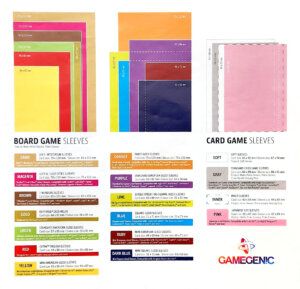 visual guide to sizes and product lines for Gamegenic game sleeves