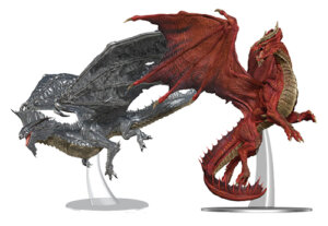 Wizkids Adult Red Dragon and Adult Silver Dragon premium figures